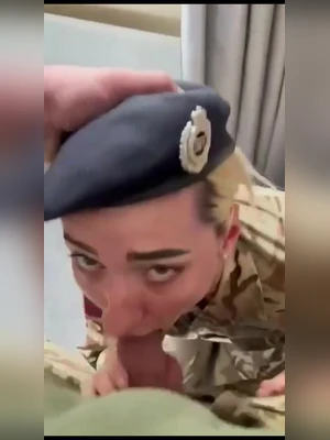 Army girl blowjob uniform