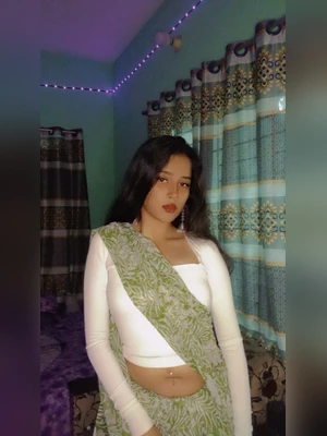 Bangladeshi Slim Cute girl taking nude selfie and fingering wearing saree display her small boobs
