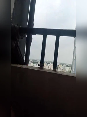 Handjob at balcony