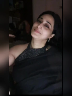Puja Banik Hot in Black Sleeveless Blouse Exposure