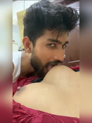 Desi bf licking her boobs